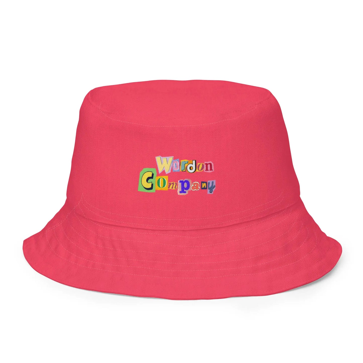 Reversible orange and pink logo bucket hat