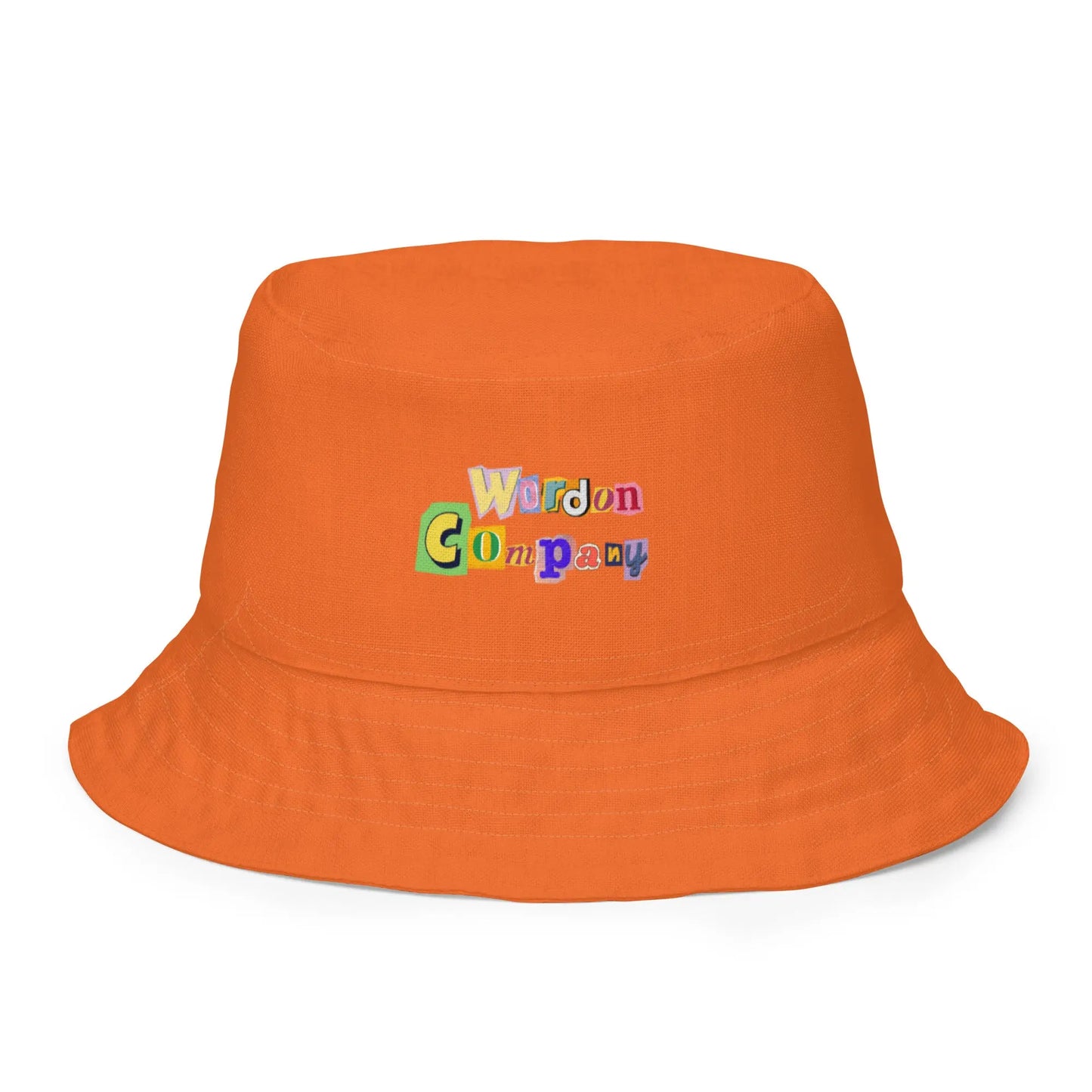Reversible orange and pink logo bucket hat