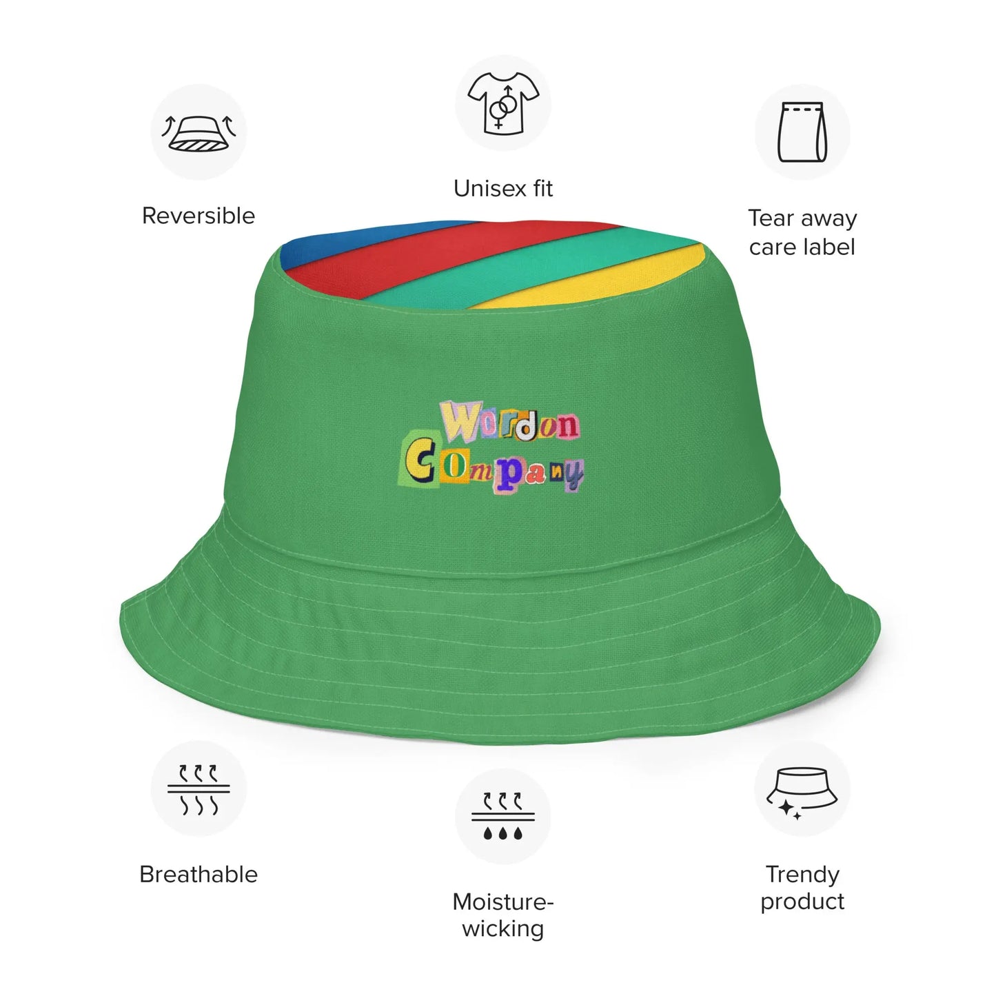 Reversible old skool logo bucket hat