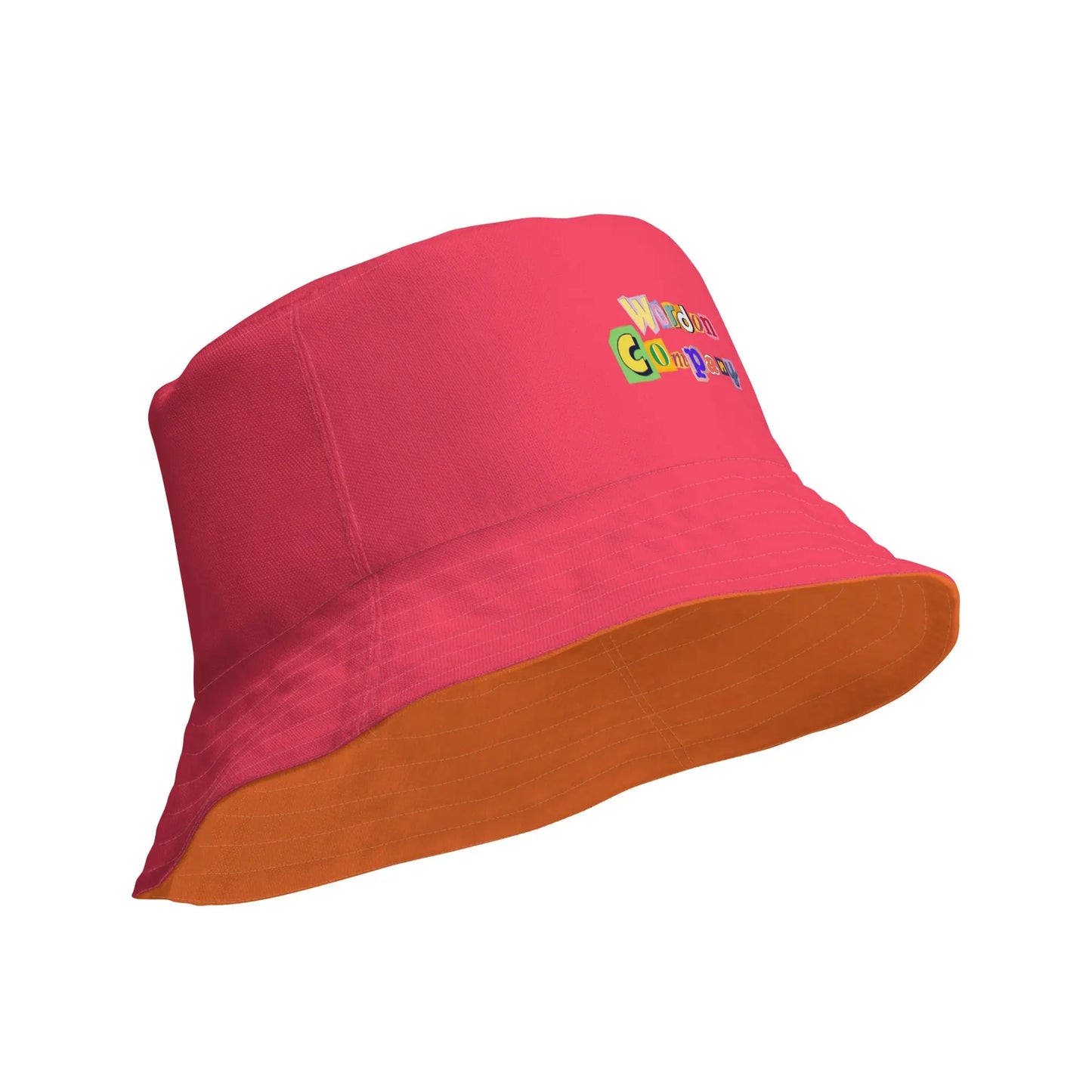 Reversible orange and pink logo bucket hat