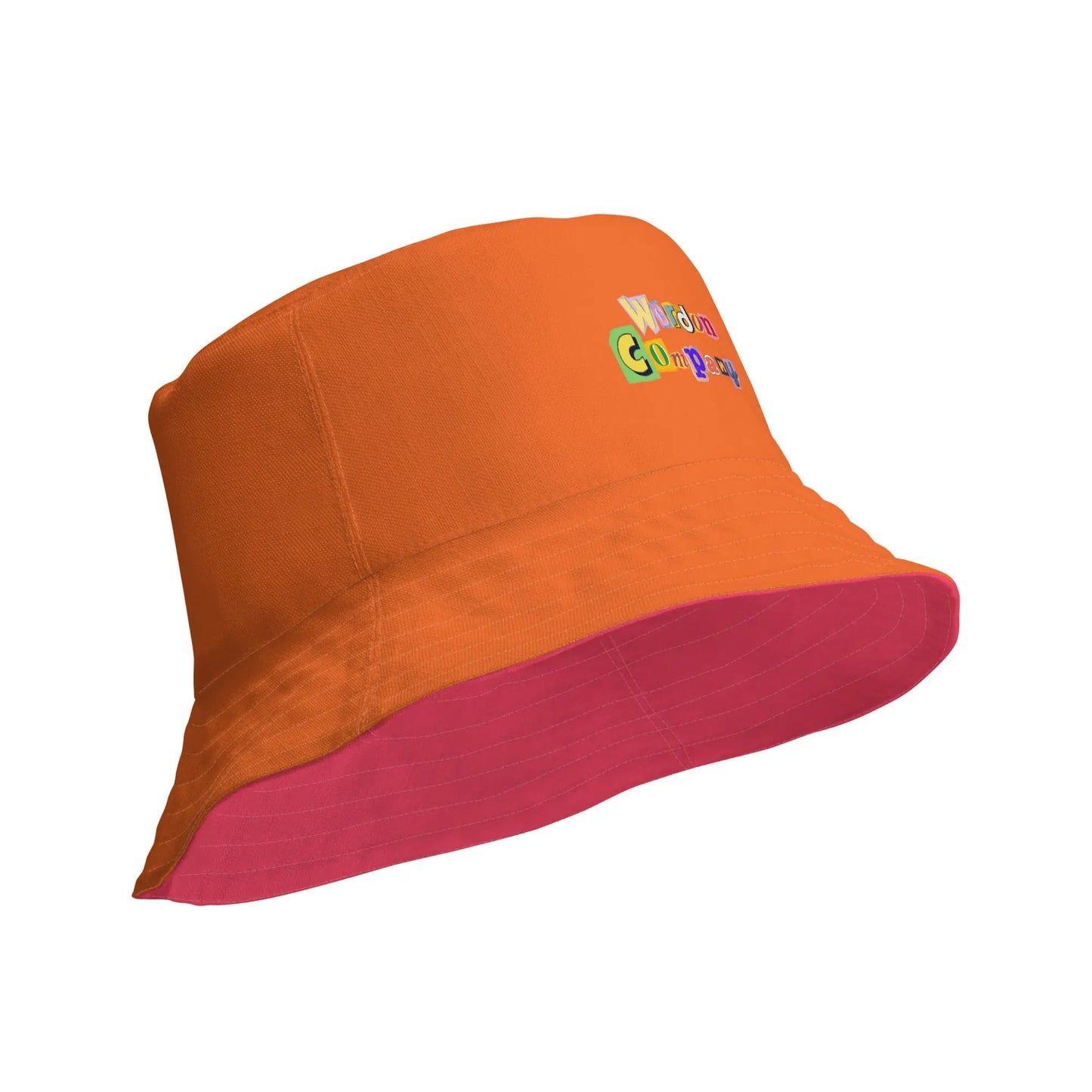 Reversible orange and pink logo bucket hat