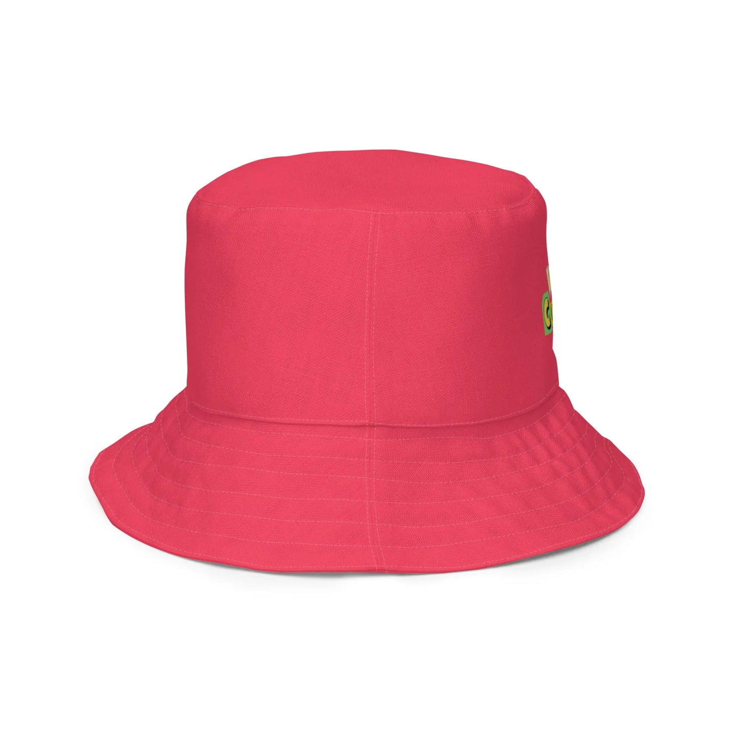 Reversible orange and pink logo bucket hat