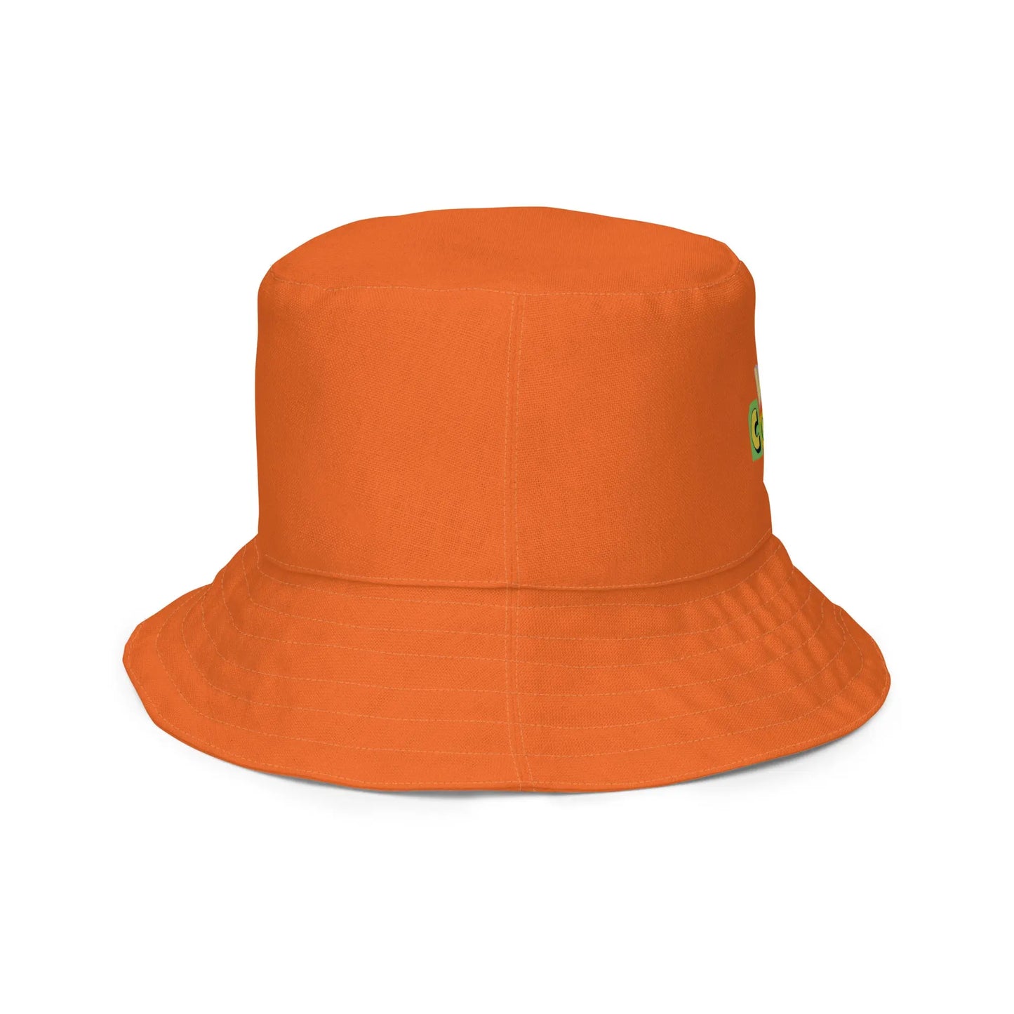 Reversible orange and pink logo bucket hat