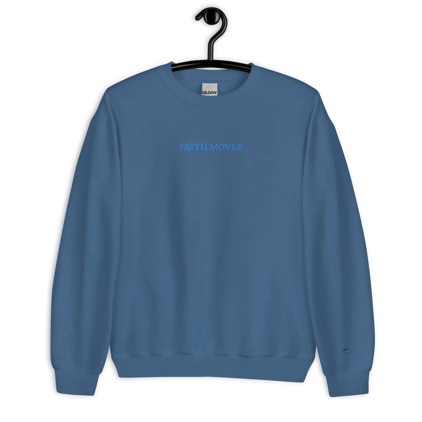 Unisex EMBROIDERY Blue Faith Moves Sweatshirt