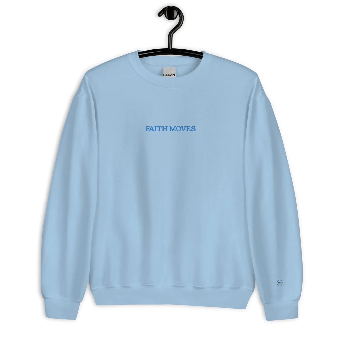 Unisex embroidery  baby blue FAITH MOVES Sweatshirt