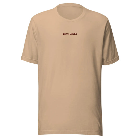 Unisex tan FAITH MOVES t-shirt